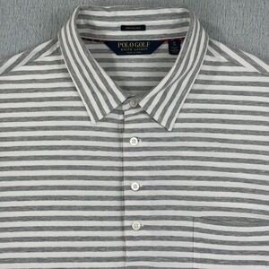 Polo Golf Ralph Lauren STRETCH LISLE Mens XL Gray Striped Soft Pima Cotton